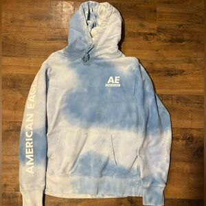 American Eagle Outfitters Men's Sky Blue Tie-Dye Hoodie